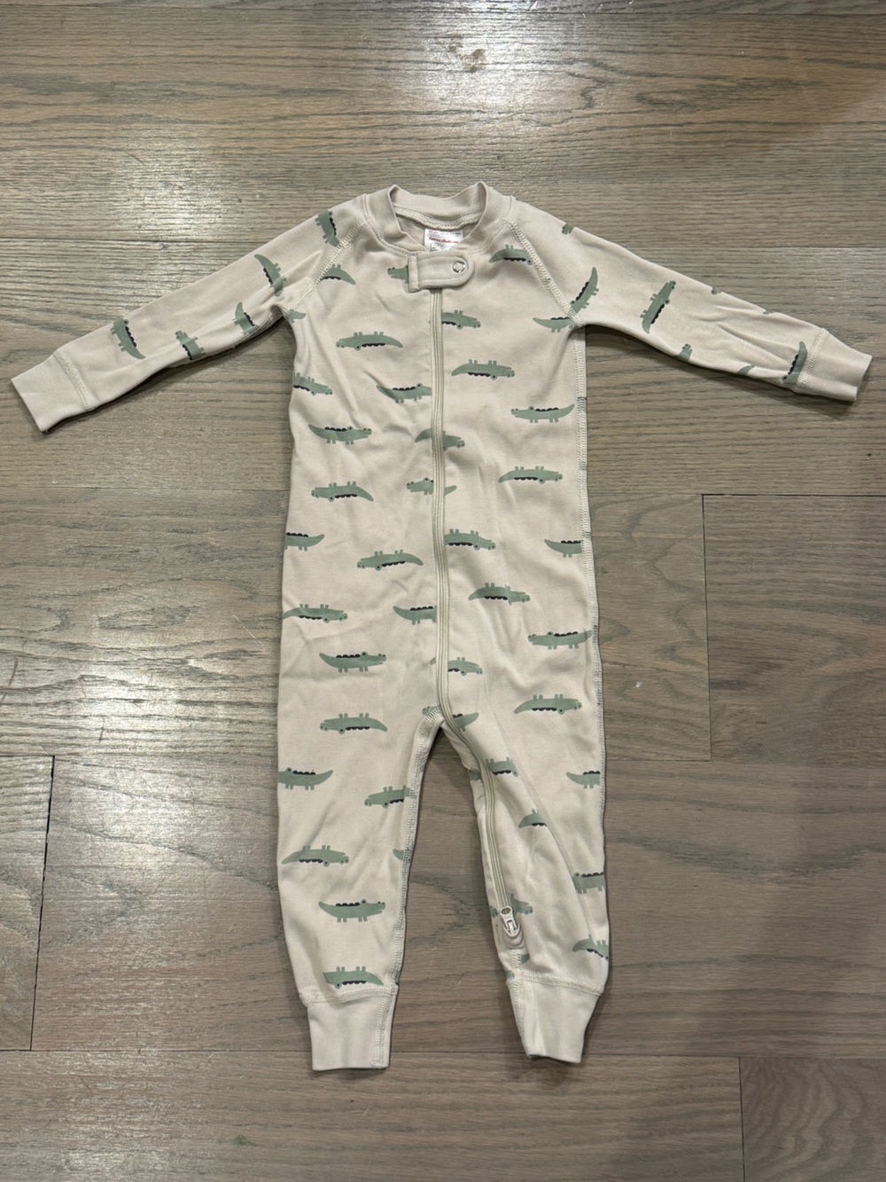 Hanna Andersson Cream One-Piece with Green Alligator Print